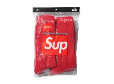 Supreme x Hanes Crew Socks (4 Pack) "Red"