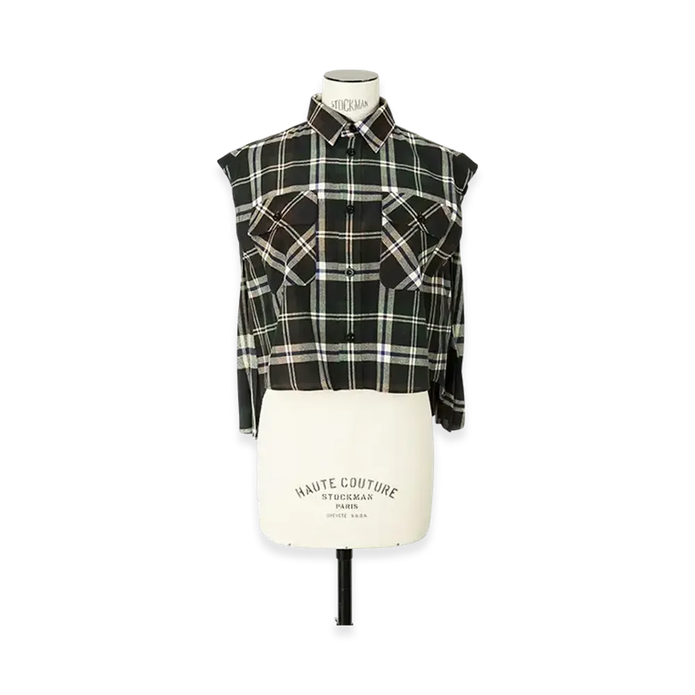 sacai Plaid Print Shirt "Green/Brown"