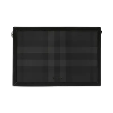 Burberry Check Zip Pouch "Charcoal"