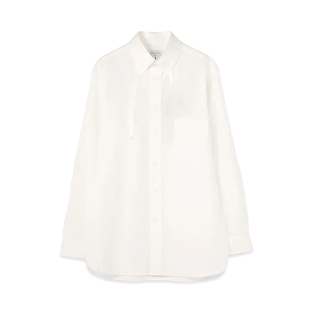 Yohji Yamamoto Pour Homme MAN PRINT NECK STRING BLOUSE "White"