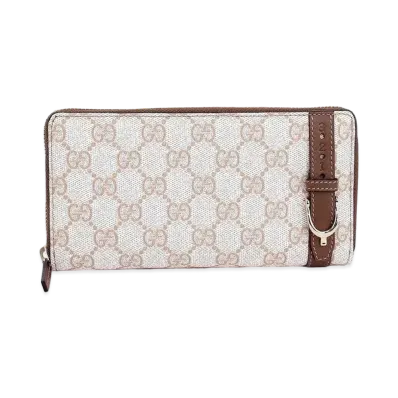 GUCCI Gucci Nice GG Plus Zip Around Wallet "White/Brown"