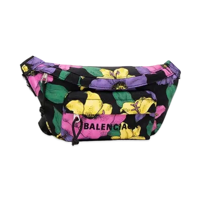 BALENCIAGA Flower Belt bag "Multicolor/Black"