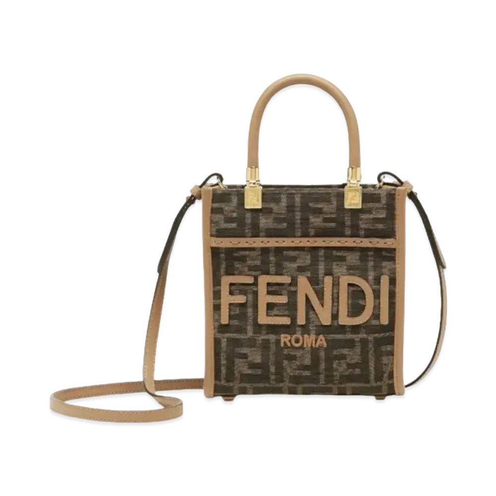 FENDI Sunshine Shopper Small FF Fabric Mini Bag "Brown"