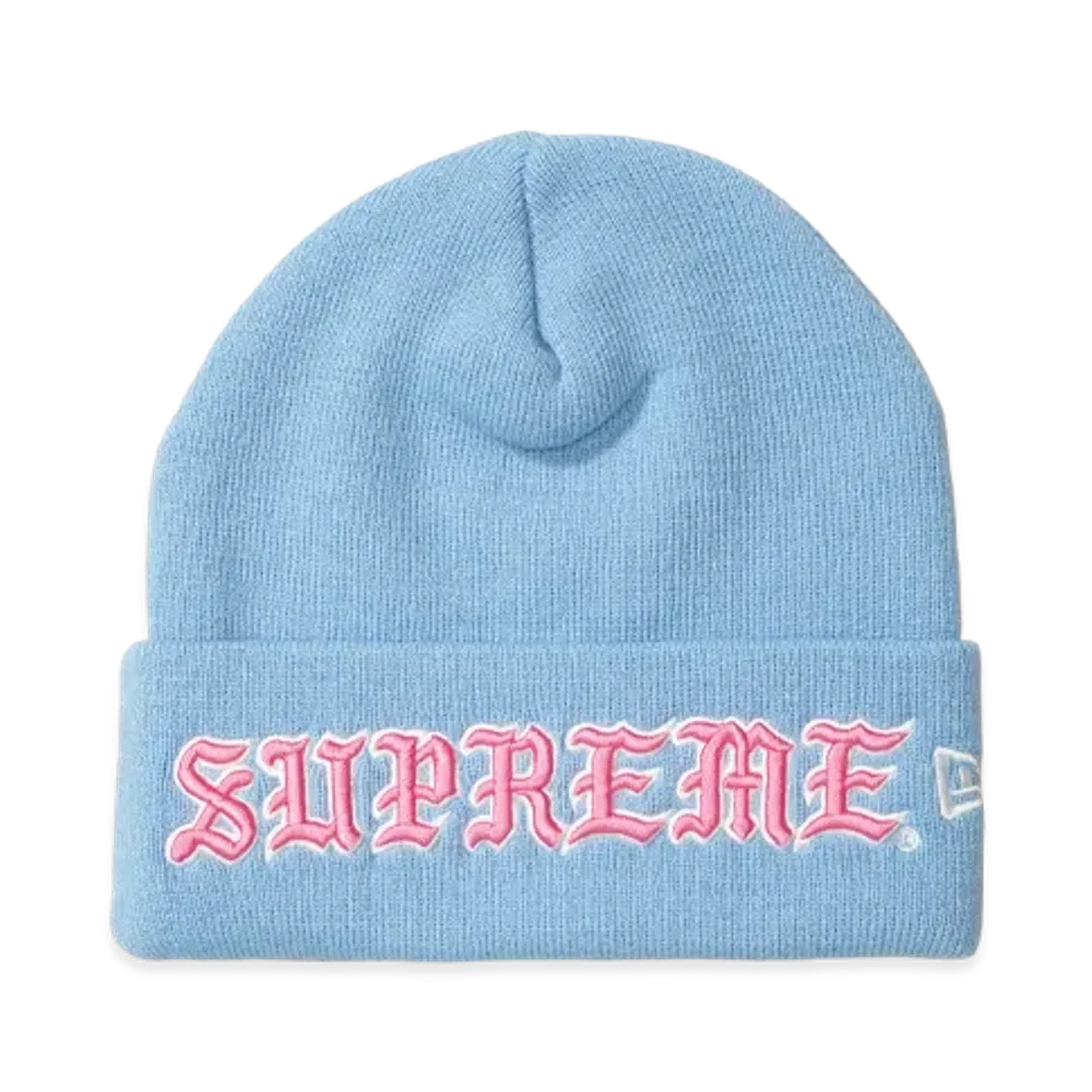 Supreme New Era Old English Beanie "Light Blue"
