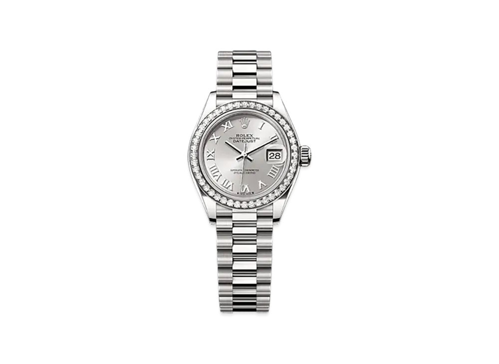 ROLEX Lady-Datejust 28mm White Gold Diamond 279139RBR "Silver"