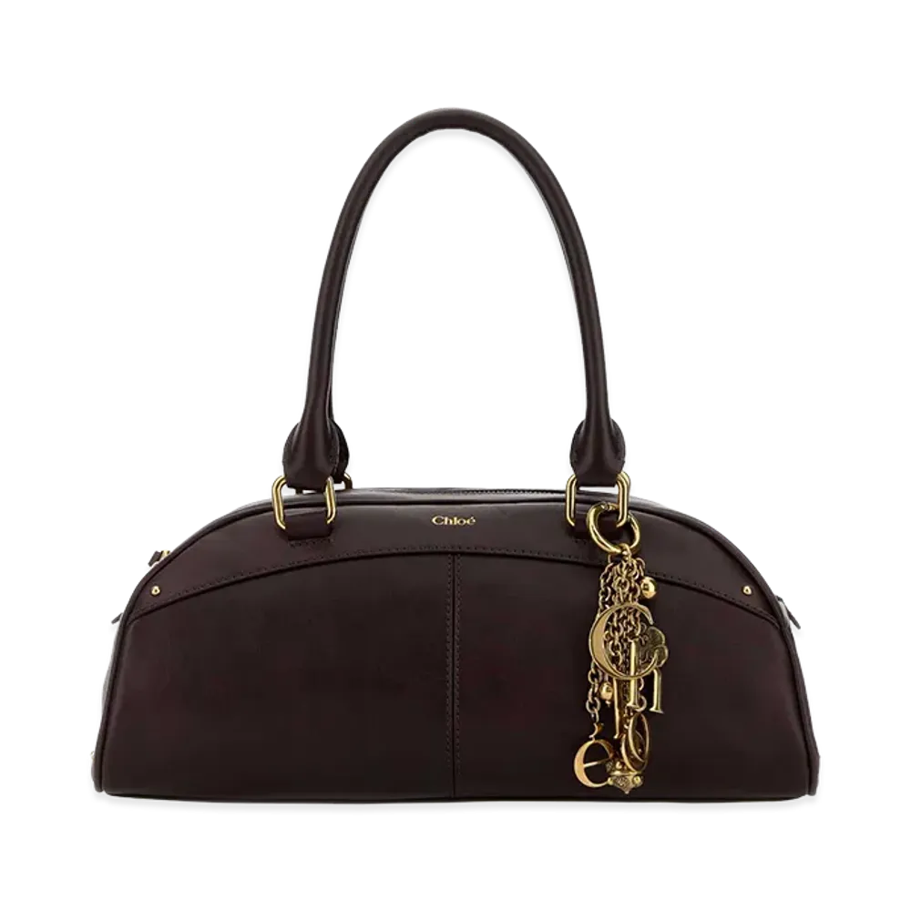 Chloe Women's Plum Leather Bowling Handbag "Purple"