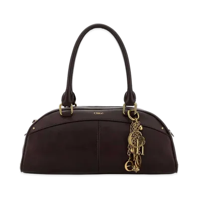 Chloe Women's Plum Leather Bowling Handbag "Purple"