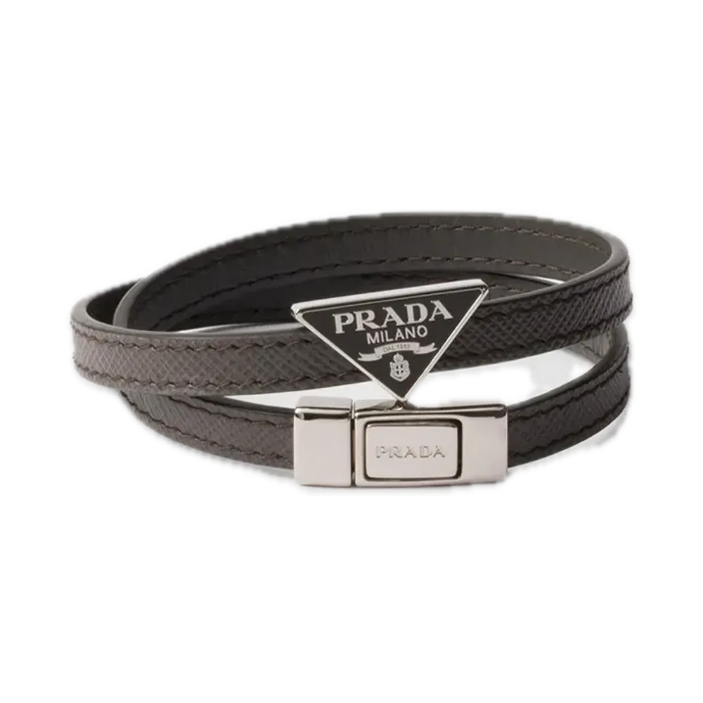 PRADA Saffiano Leather Bracelet "Gray"