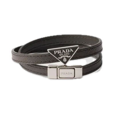 PRADA Saffiano Leather Bracelet "Gray"