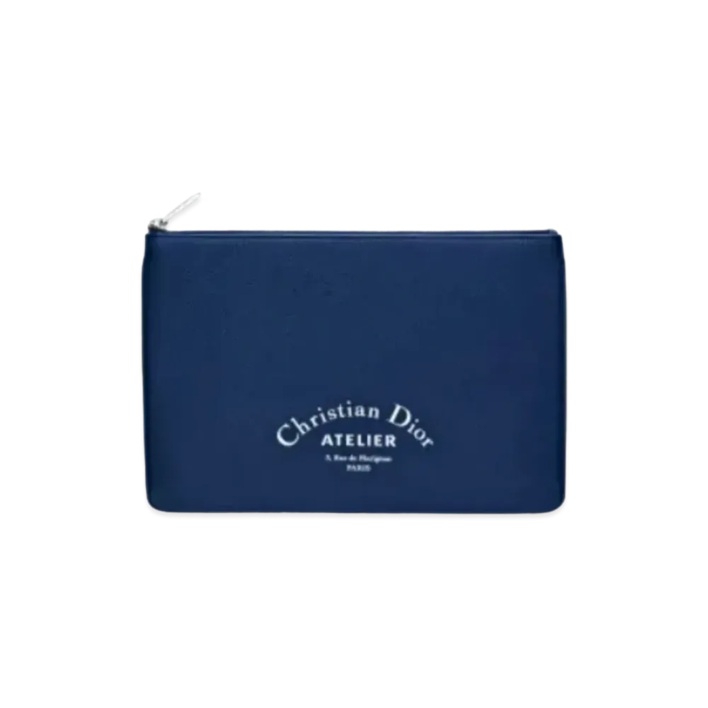 Dior Grain Calfskin Flat Wallet "Blue"