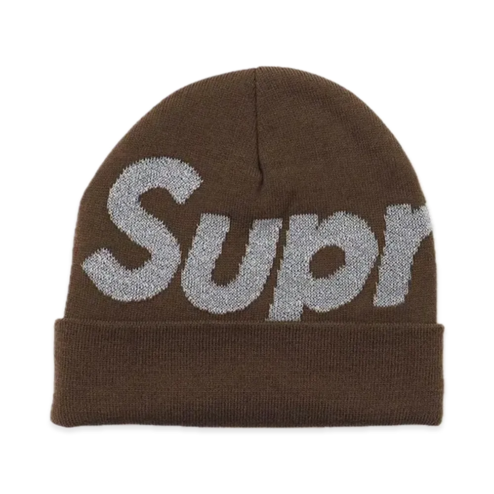 Supreme Reflective Big Logo Beanie "Brown"