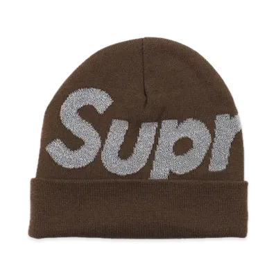 Supreme Reflective Big Logo Beanie "Brown"