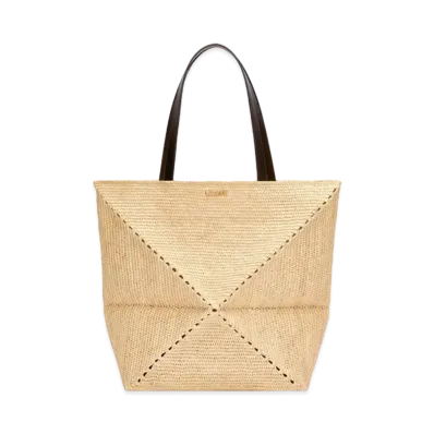LOEWE XL Puzzle Fold Tote In Raffia "Natural"