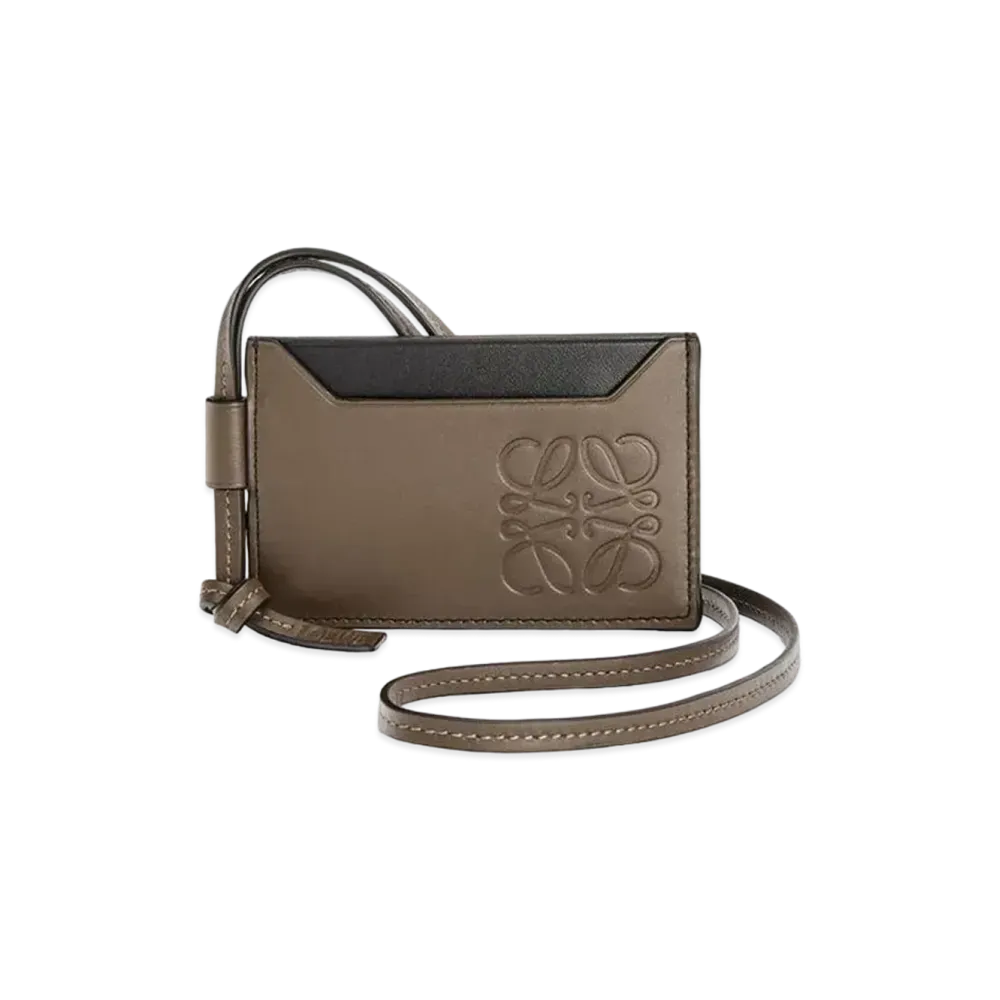 LOEWE Plain Cardholder Necklace In Classic Calfskin "Khaki Brown"