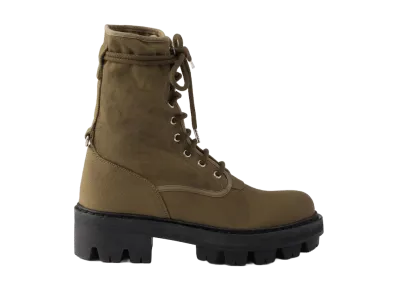 PRADA Women's Canvas Lace-Up Ankle Boots "Forest Green"