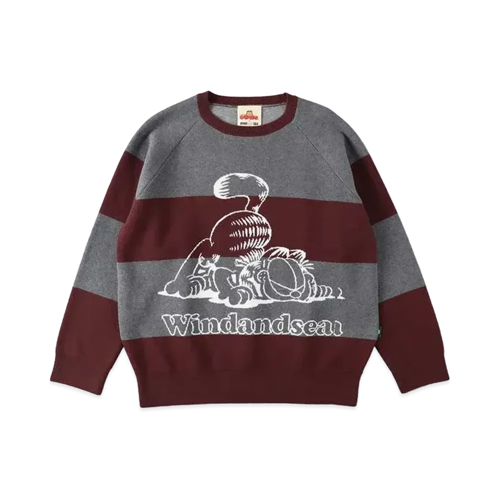 WIND AND SEA x GARFIELD Border Crew Knit "Charcoal"