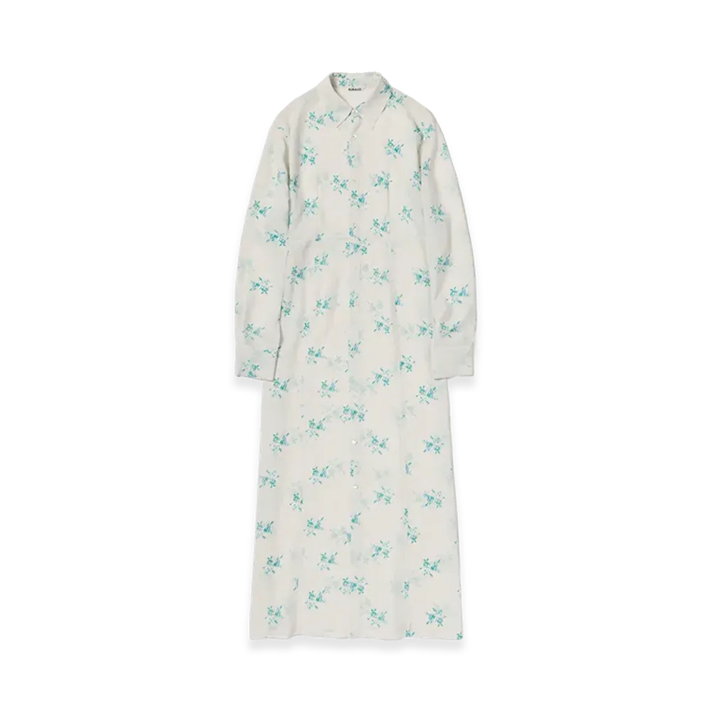 AURALEE Women's Printed Airy Silk Georgette Dress "Ivory White"