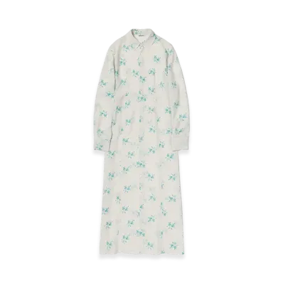 AURALEE Women's Printed Airy Silk Georgette Dress "Ivory White"