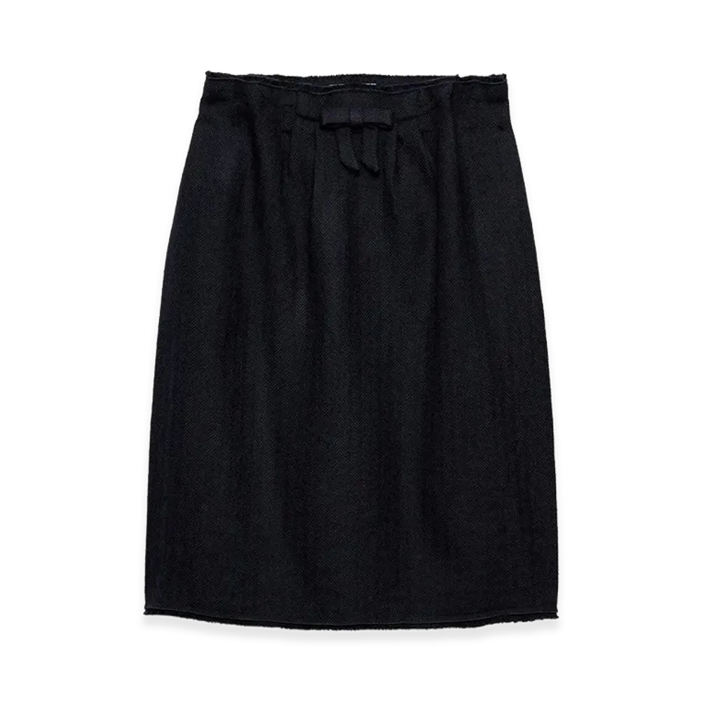 PRADA Women's Chevron Wool Midi Skirt "Blue"