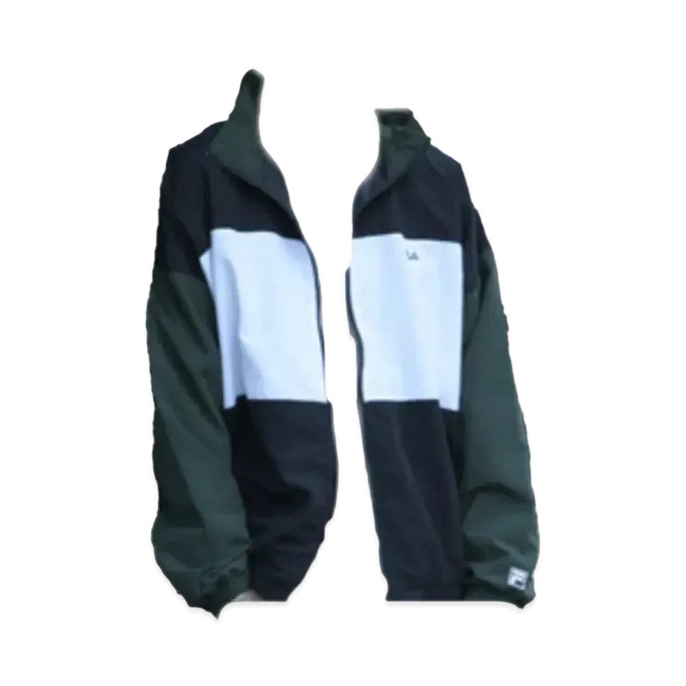 FILA One Point Logo Embroidery Nylon Switching Jacket "Black/Green"