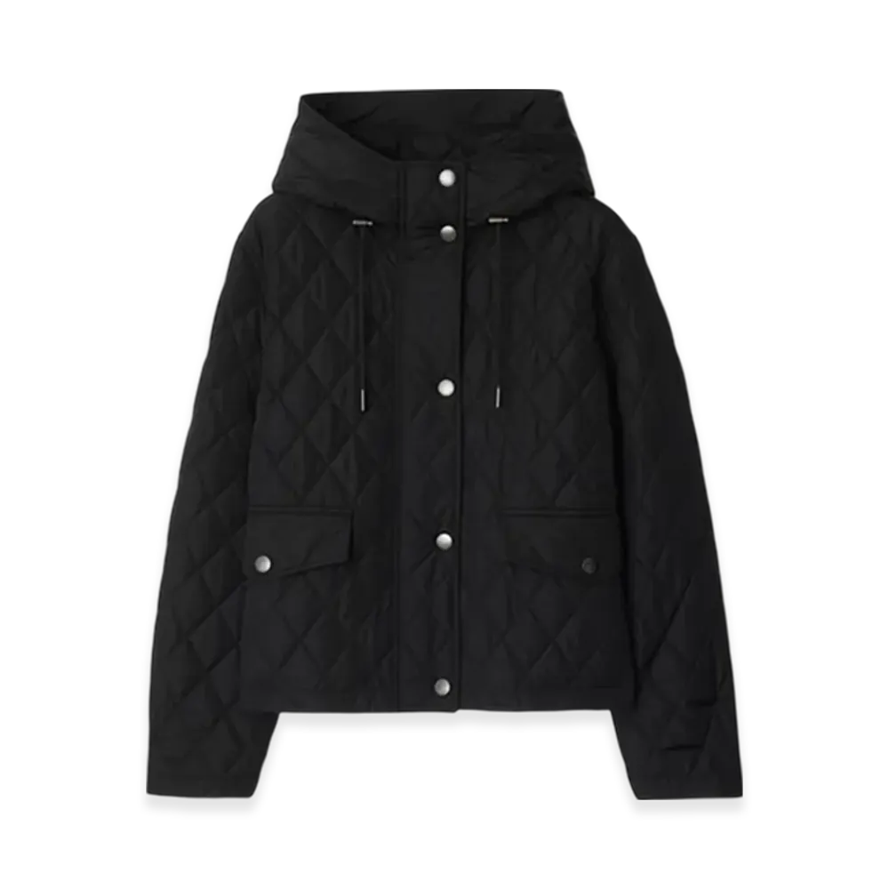 Burberry Cropped Quilting Nylon Hooded Jacket "Black"