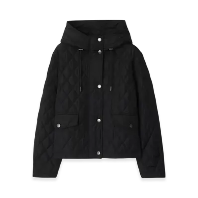 Burberry Cropped Quilting Nylon Hooded Jacket "Black"