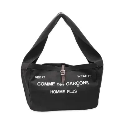 COMME des GARCONS HOMME PLUS Logo Print Canvas Messenger Bag "Black"