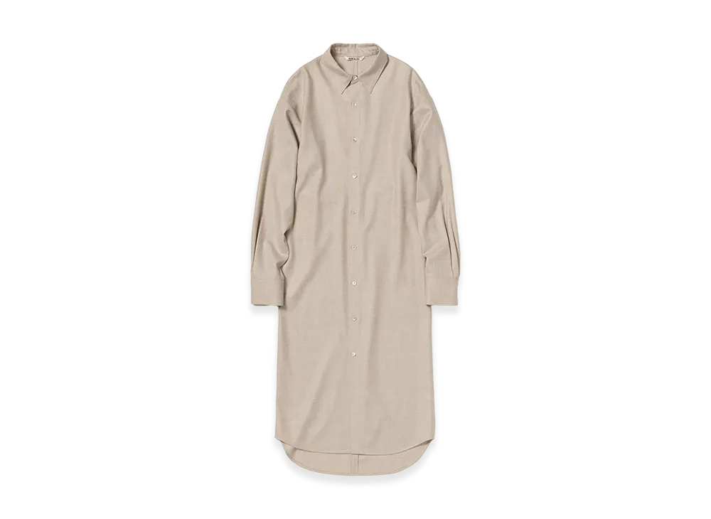 AURALEE Women's Super Light Wool Shirt Dress "Top Beige"