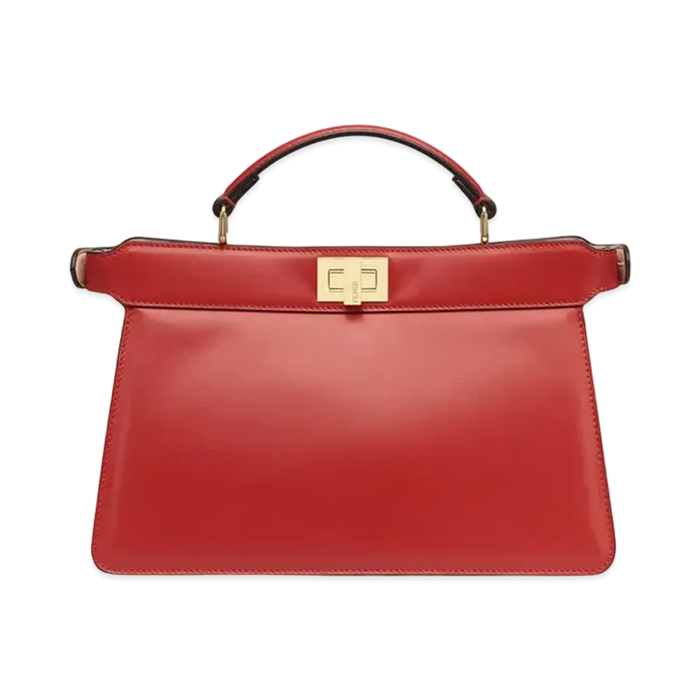 FENDI Peekaboo Iseeu East-West Leather Bag "Red"