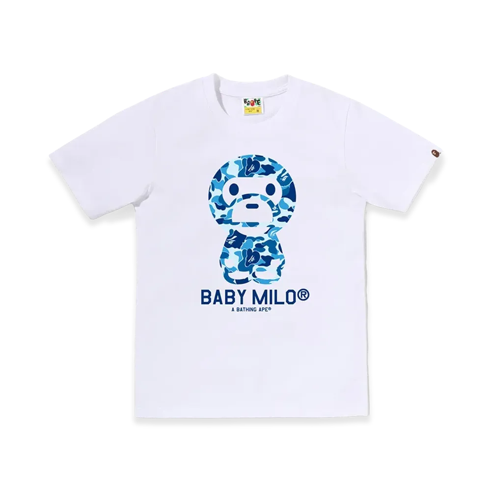 A BATHING APE Women's ABC Camo Baby Milo Tee "White/Blue"