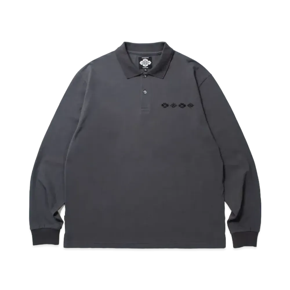 APHRODITEGANG Gakkin x Budspool Kabatsukamon L/S Polo Shirt "Charcoar"