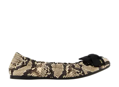 PRADA Women's Printed Leather Ballerinas "Animal Print"