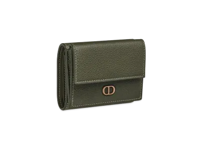 Dior Three Fold Wallets CD Icon Grained Calfskin "Olive"