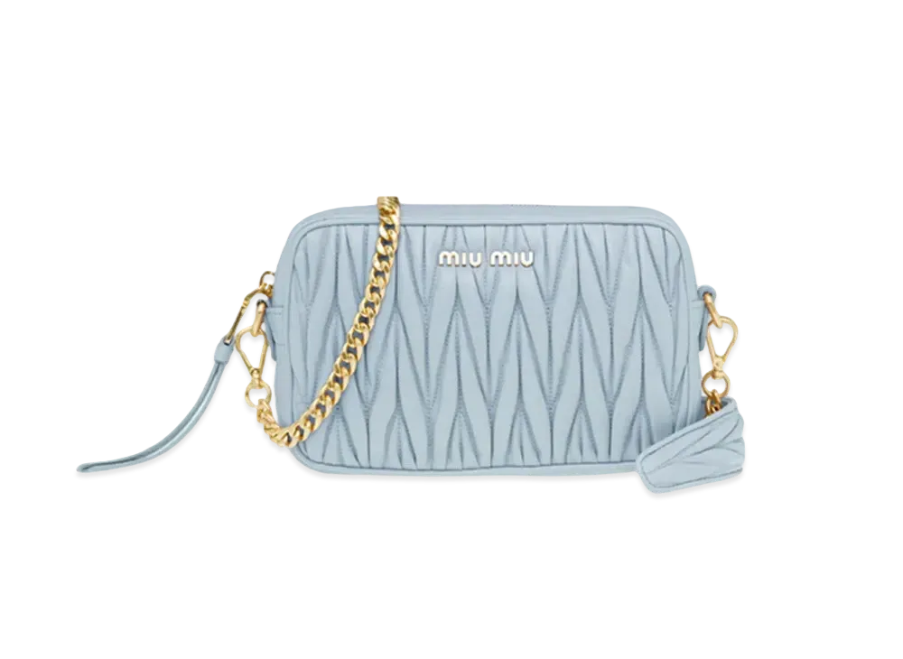 MIU MIU Materasse Leather Shoulder Bag "Sky Blue"