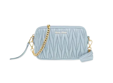 MIU MIU Materasse Leather Shoulder Bag "Sky Blue"