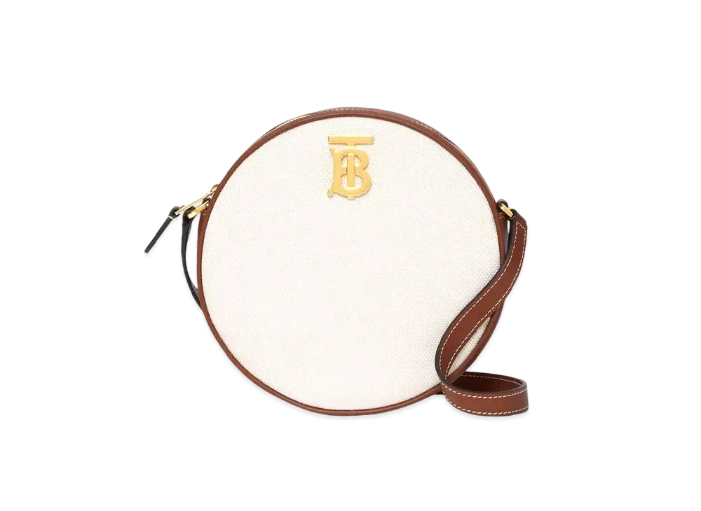 Burberry Monogram Motif Canvas & Leather Louise Bag "Ecru/Tan"