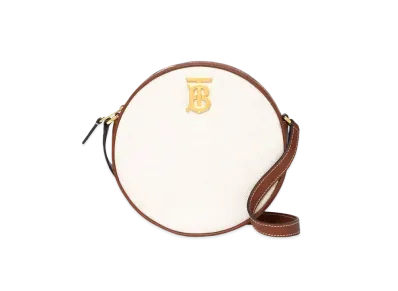 Burberry Monogram Motif Canvas & Leather Louise Bag "Ecru/Tan"