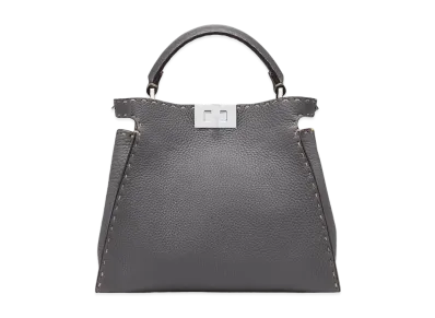 FENDI Peekaboo Essentially Cuoio Romano Leather Bag "Gray"