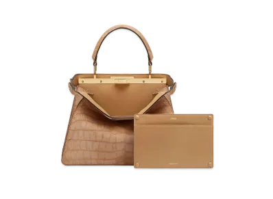 FENDI Peekaboo I See U Midiam Leather / Crocodile Leather Bag "Brown"