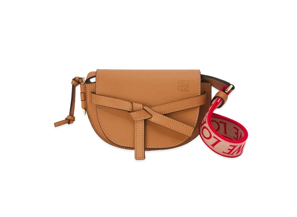 LOEWE Mini Gate Dual Bag In Soft Calfskin And Jacquard "Warm Desert"