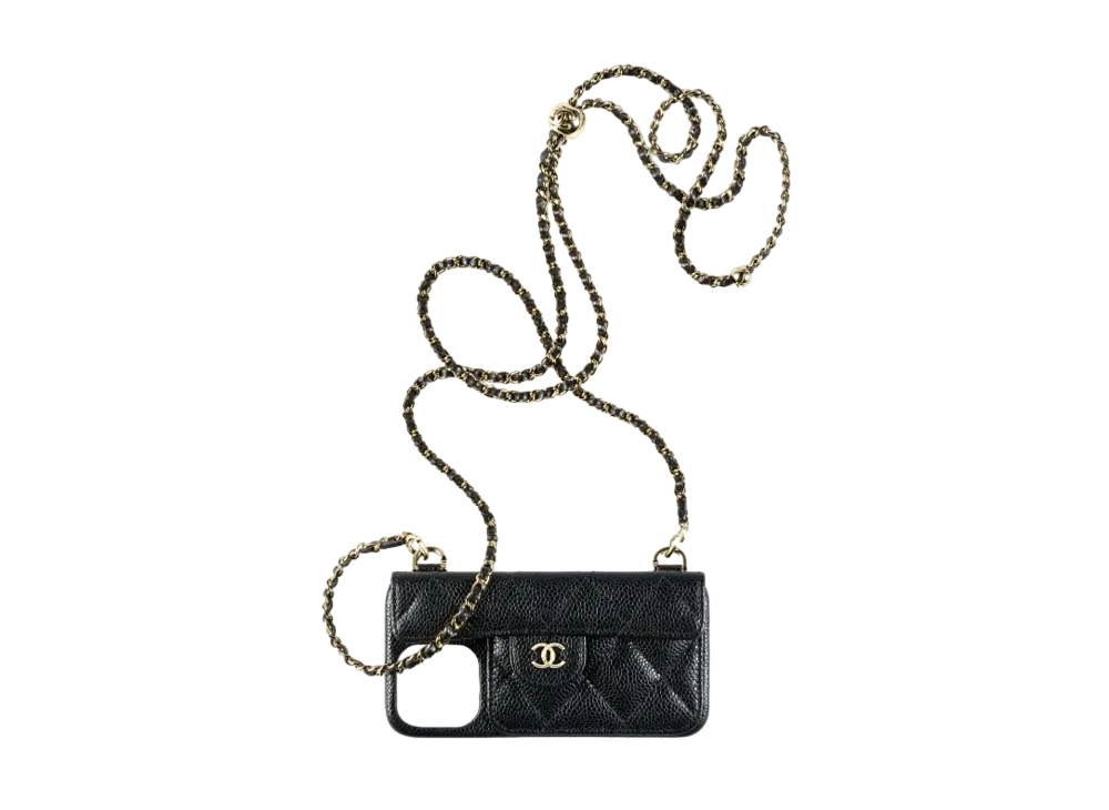 CHANEL Iphone 13 Pro Case Grain Lambskin "Black"