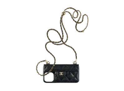 CHANEL Iphone 13 Pro Case Grain Lambskin "Black"