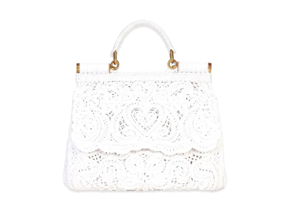 Dolce&Gabbana Sicily Bag Medium Cord Lace Embroidery "White"