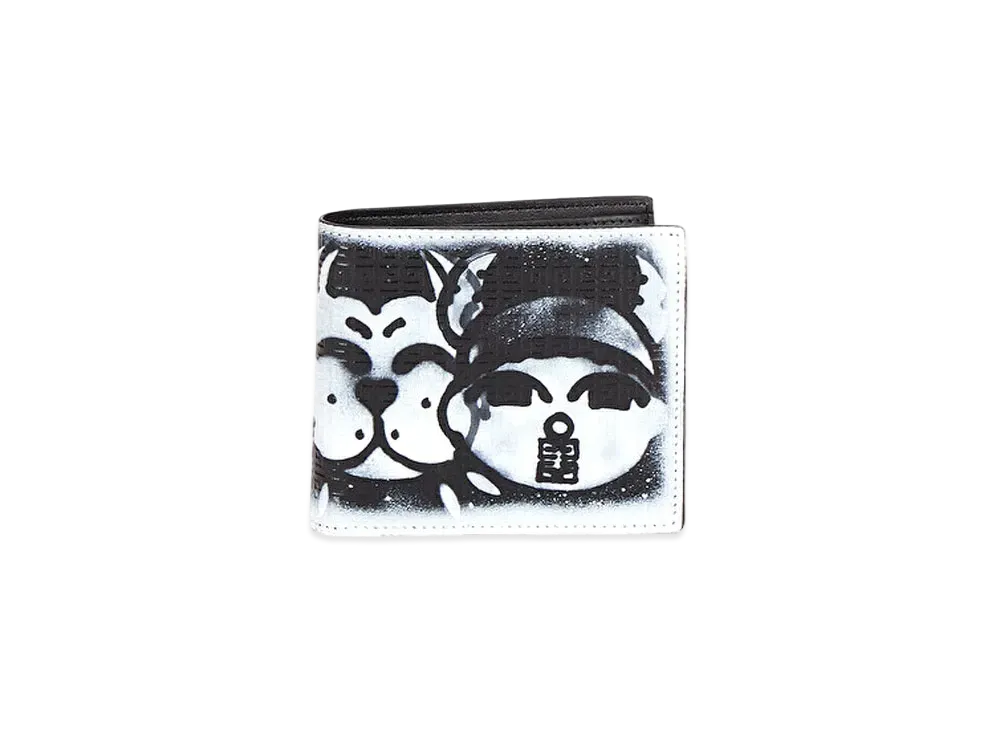 GIVENCHY Card Holder In 4G Leather With Tag Effect Prints "Black"