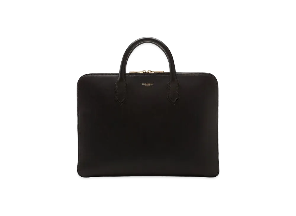 Dolce&Gabbana Mon-Reale Brief Case Calfskin Brand Logo "Black"