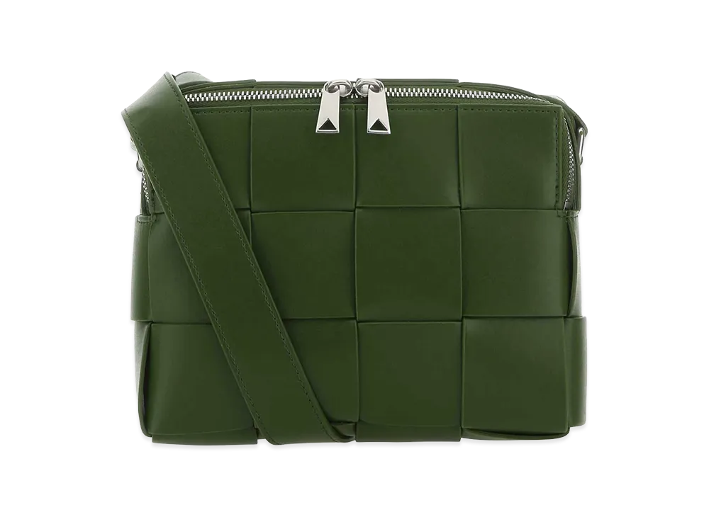 Bottega Veneta Leather Cassette Camera Crossbody Bag "Olive Green"