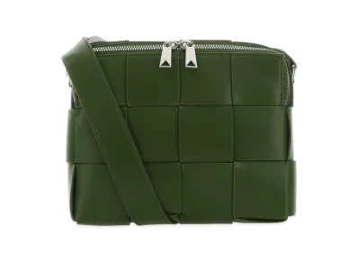 Bottega Veneta Leather Cassette Camera Crossbody Bag "Olive Green"