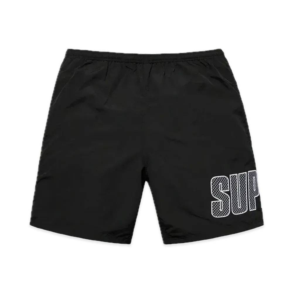 Supreme Logo Applique Water Short "Black"