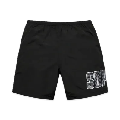Supreme Logo Applique Water Short "Black"