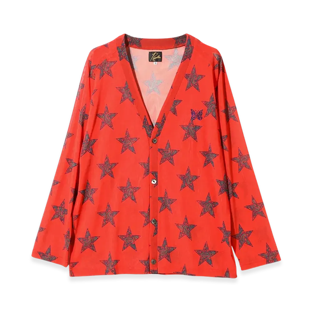 NEEDLES V Neck Cardigan - Poly Mesh/Printed "Orange"